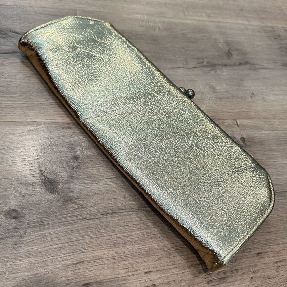 EUC Women’s 80s/90s Vintage Gold Foiled Clutch Bag - Picture 1 of 5